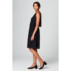 NWT J. Jill Wearever Collection Black Pleated Sleeveless Dress Formal Layered S